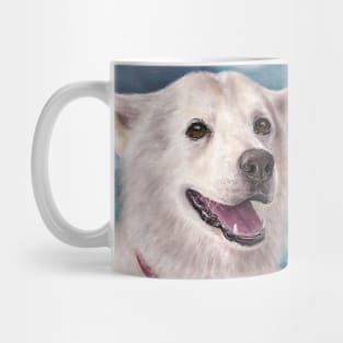 Painting of a White and Furry Alaskan Malamute Mug